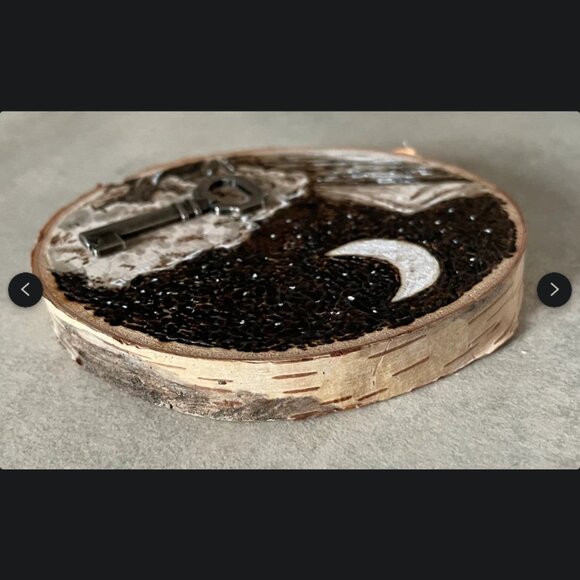 Key Moon Magick - Woodburned Plaque 3" x 3.5" - Witchy Altar Tile Artwork Art - Picture 4 of 4